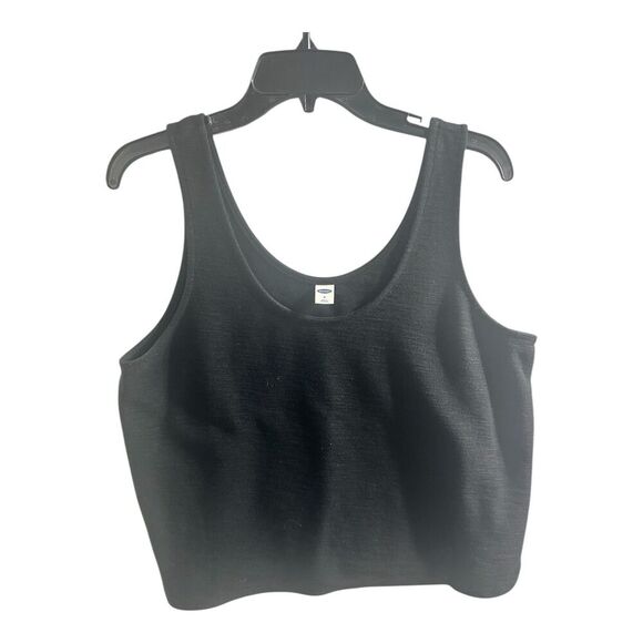 Old Navy Black Wide Strap Textured Tank Top Black Size Medium Casual Flowy Comfy - Picture 1 of 6